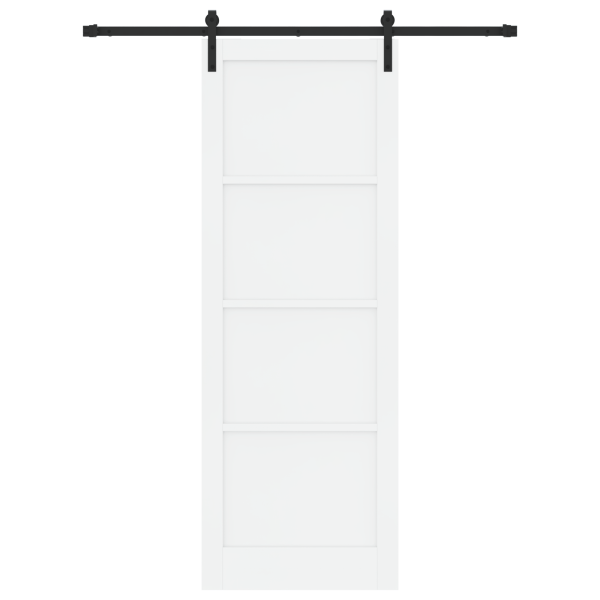 Puerta Deslizante  con Set de Herrajes Blanca 83x232 cm Madera Maciza de Pino M 4