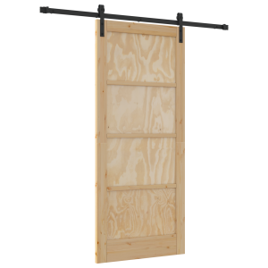 Porta Deslizante 86x198.5 cm Conjunto de 2 Natural e Preto H