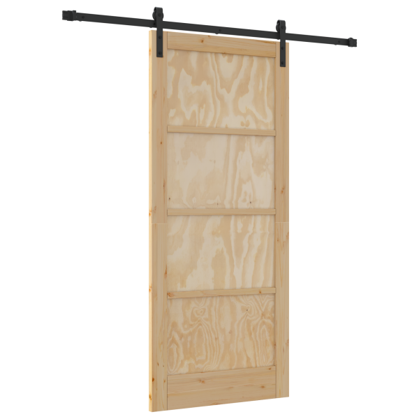Porta Deslizante 86x198.5 cm Conjunto de 2 Natural e Preto M 2