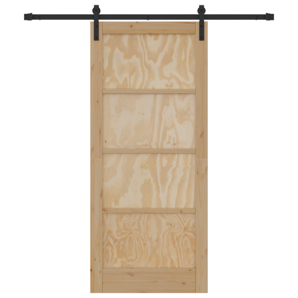 Puerta Deslizante  con Set de Hardware 86x198.5 cm Madera Maciza de Pino M 4