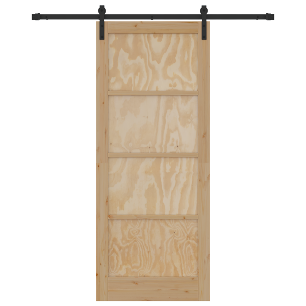 Puerta Deslizante Juego de 2 Natural y negro Madera de Pino Maciza M 4