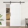 Puerta Deslizante  con Herrajes Blanca 93x202 cm Madera Maciza de Pino 1