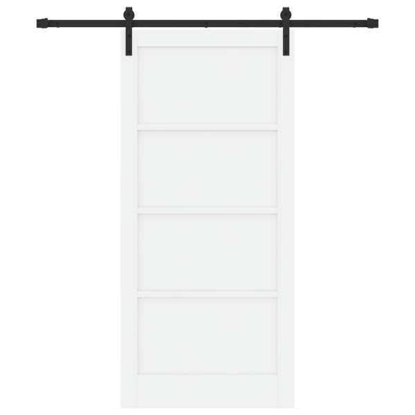 Porta Deslizante com Conjunto de Ferragens Branca 93x202 cm Madeira de Pinho Maciça M 4