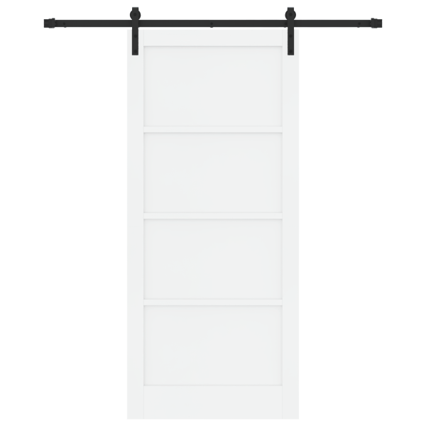 Porta Deslizante  com Conjunto de Ferragens Branca 93x211 cm Madeira Sólida de Pinheiro M 4