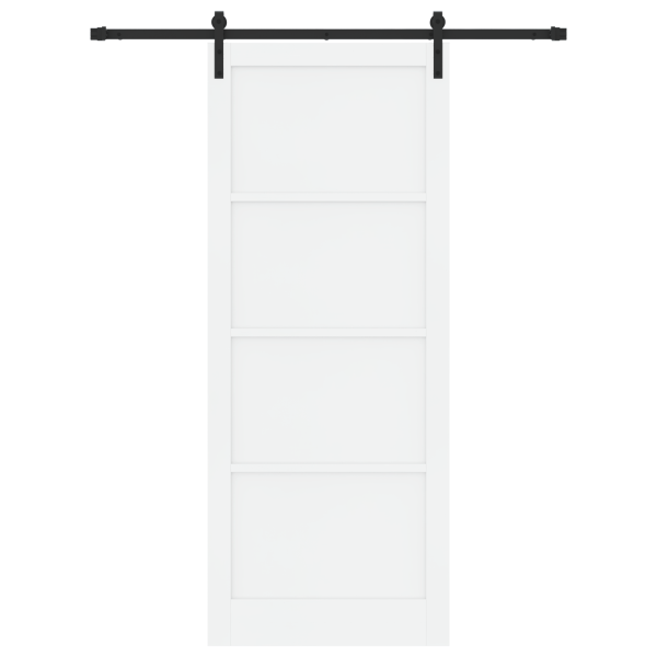 Porta Deslizante  com Conjunto de Mecanismos Branca 93x232 cm Madeira de Pinho Sólido M 4