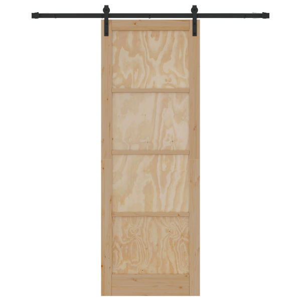 Porta de Correr  com Conjunto de Ferragens 83x232 cm Madeira Sólida de Pinho M 4