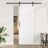 Puerta Deslizante  con Herrajes Blanca 83x232 cm de Madera Maciza de Pino 1