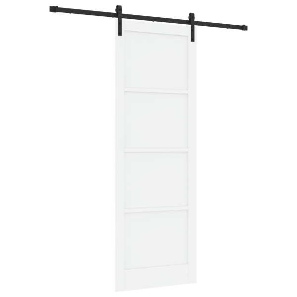 Porta Deslizante  com Conjunto de Hardware Branco 83x232 cm de Madeira Sólida de Pinheiro M 2