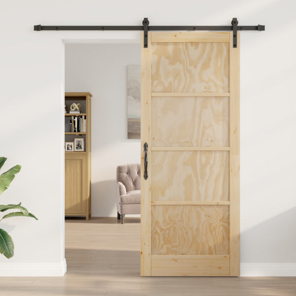 Puerta deslizante  con set de herrajes 86x211 cm de madera maciza de pino M 3