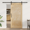 Puerta Deslizante  con Juego de Herrajes 93x202 cm de Madera Sólida de Pino 1