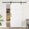 Puerta Deslizante  con Juego de Herrajes Blanca 93x202 cm Madera Sólida de Pino 1