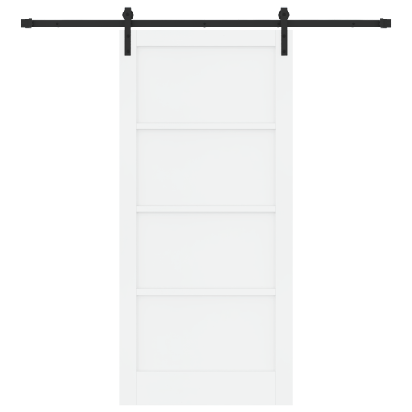 Porta Deslizante com Conjunto de Ferragens Branca 93x202 cm de Madeira Sólida de Pinus M 4