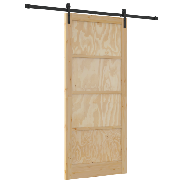 Puerta Deslizante  con Juego de Hardware 93x211 cm de Madera Maciza de Pino M 2