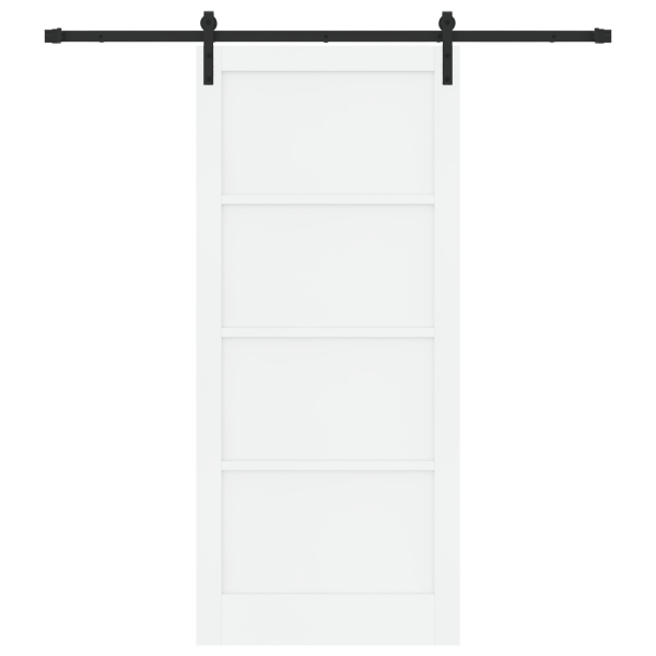 Puerta Deslizante  con Set de Herrajes Blanca 93x211 cm Madera Maciza de Pino M 4