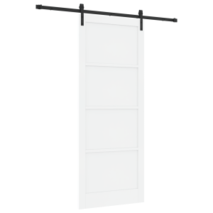 Puerta Deslizante  con Juego de Herrajes Blanca 93x232 cm Madera Maciza de Pino H