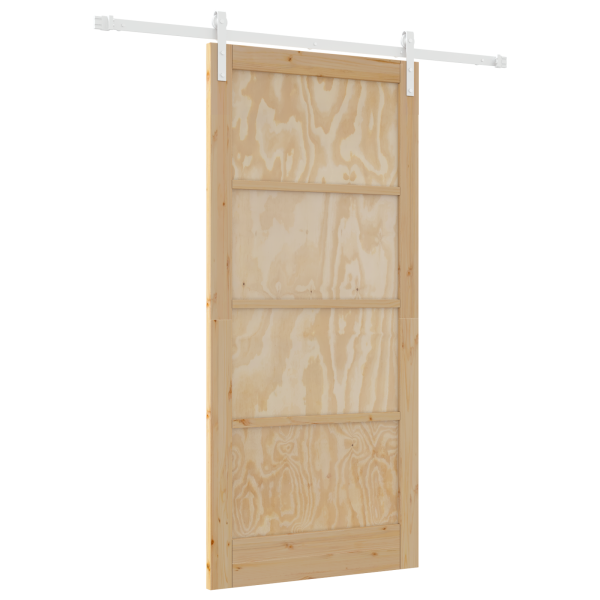 Puerta Deslizante  con Kit de Herrajes 93x202 cm de Madera Sólida de Pino M 2