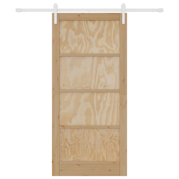 Puerta Deslizante  con Kit de Herrajes 93x202 cm de Madera Sólida de Pino M 4