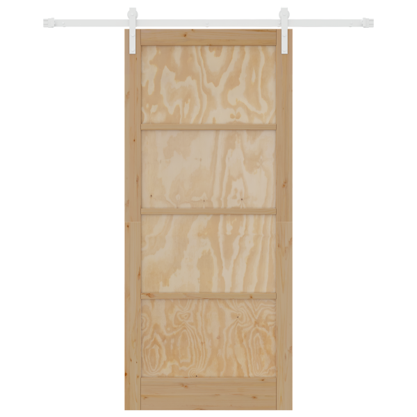 Puerta Deslizante  con Juego de Hardware 93x211 cm de Madera Maciza de Pino M 4