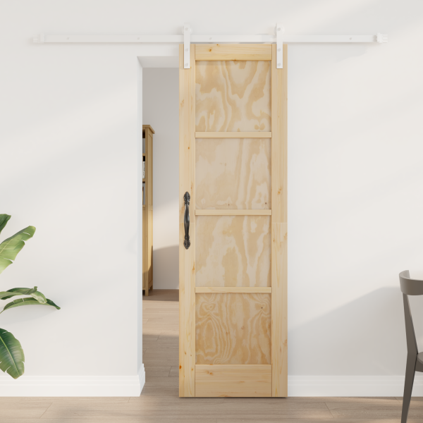 Puerta Deslizante con Juego de Herrajes 61x198.5 cm Madera Sólida Pino D
