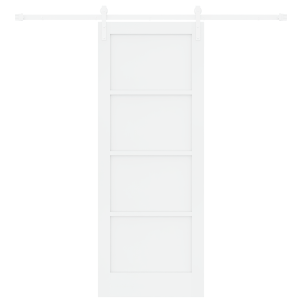 Puerta Corrediza  con Juego de Herrajes Blanca 78x202 cm de Madera Maciza de Pino M 4