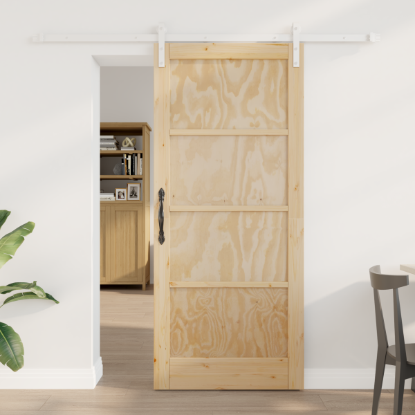 Puerta Deslizante  con Juego de Accesorios 86x198.5 cm Madera Maciza de Pino D