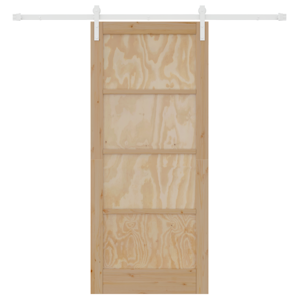 Puerta Deslizante  con Juego de Accesorios 86x198.5 cm Madera Maciza de Pino M 4