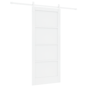 Porta Deslizante  com Conjunto de Hardware Branco 86x198.5 cm Madeira Sólida Pinus H