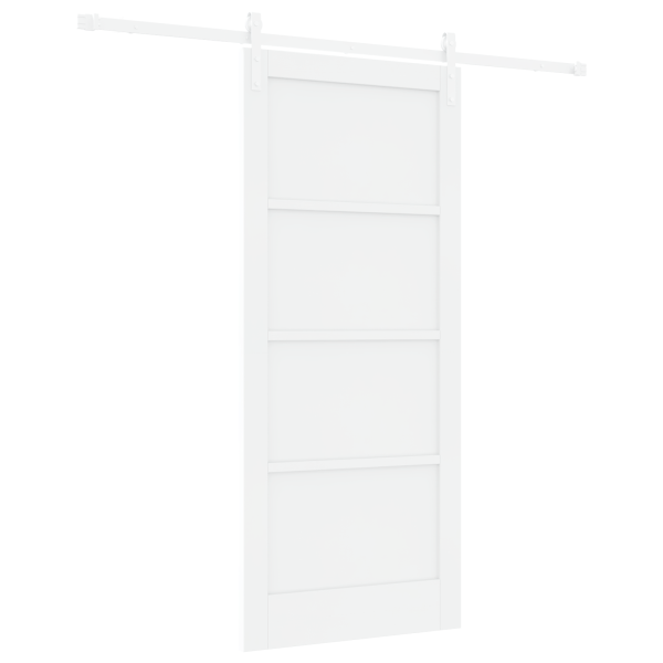 Porta Deslizante  com Conjunto de Hardware Branco 86x198.5 cm Madeira Sólida Pinus M 2