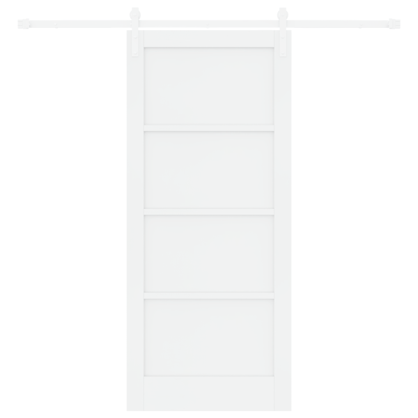 Porta Deslizante  com Conjunto de Hardware Branco 86x198.5 cm Madeira Sólida Pinus M 4