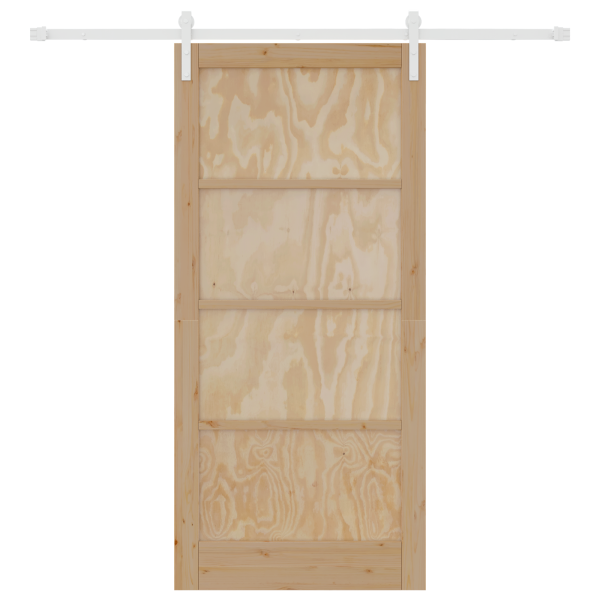 Puerta Deslizante  con Juego de Herrajes 93x202 cm Madera Maciza Pino M 4