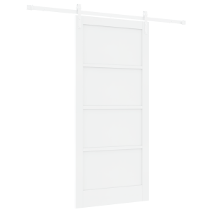 Porta Deslizante  com Conjunto de Ferragens Branco 93x202 cm Madeira Sólida de Pinus H