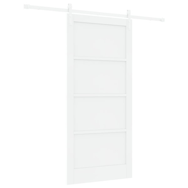 Puerta Deslizante  con Juego de Hardware Blanca 93x202 cm de Madera Maciza de Pino M 2