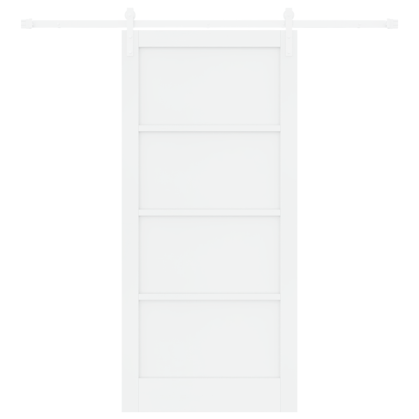 Puerta Deslizante  con Juego de Hardware Blanca 93x202 cm de Madera Maciza de Pino M 4