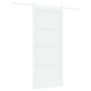 Puerta Deslizante  con Juego de Herrajes Blanca 93x211 cm de Pino Macizo H