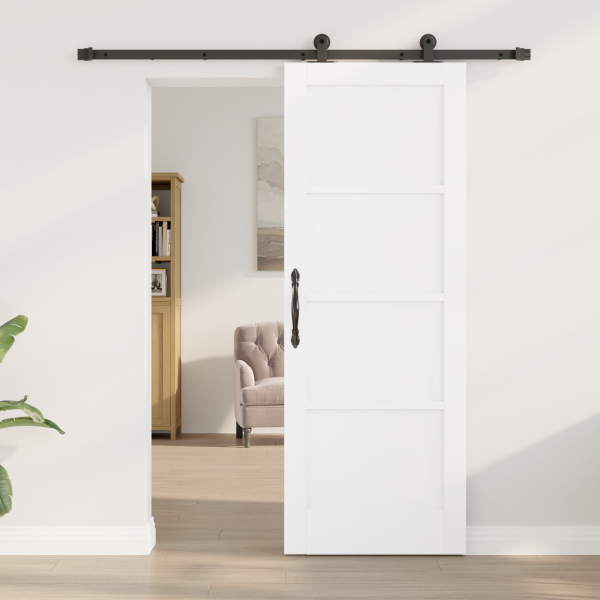 Puerta corrediza  con juego de herrajes blanca 73.5x198.5 cm de madera sólida de pino M 3
