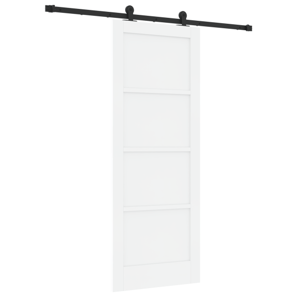 Porta deslizante  com conjunto de hardware branca 78x202 cm madeira sólida de pinho M 2