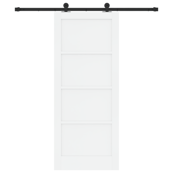 Porta de Correr com Conjunto de Ferragens Branca 83x202 cm Madeira Maciça Pinus M 4