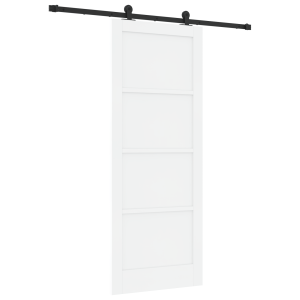 Puerta Deslizante  con Juego de Hardware Blanca 83x211 cm de Madera Maciza de Pino H