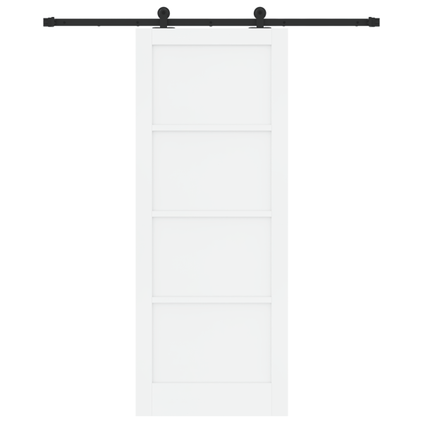 Porta Deslizante com Conjunto de Ferramentas Branca 83x211 cm de Madeira Sólida de Pinus M 4