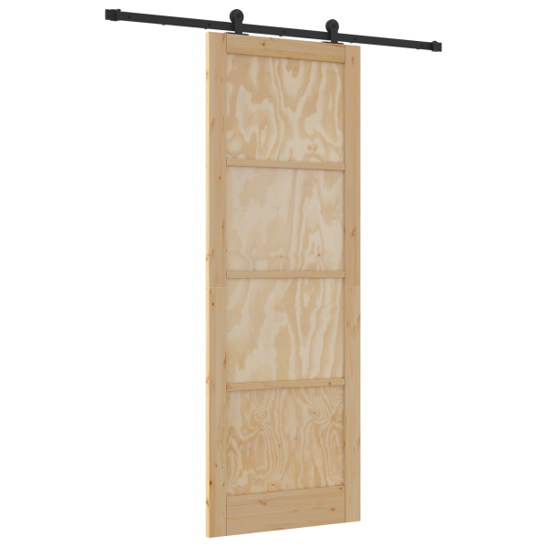 Puerta Corrediza con Juego de Hardware 83x232 cm Madera Maciza de Pino M 2