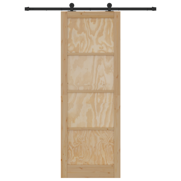 Porta de Correr  com Conjunto de Ferragens 83x232 cm Madeira Maciça de Pinho M 4