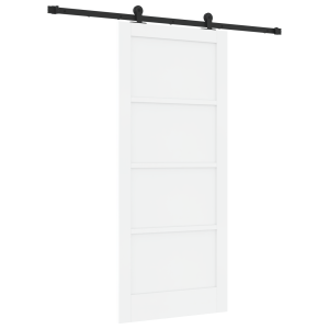 Puerta Deslizante  con Juego de Hardware Blanca 86x198.5 cm de Madera Sólida de Pino H