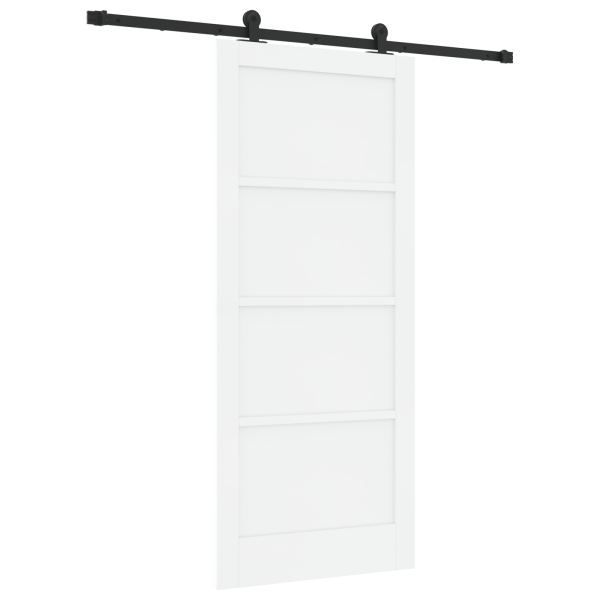Puerta Deslizante  con Juego de Hardware Blanca 86x198.5 cm de Madera Sólida de Pino M 2