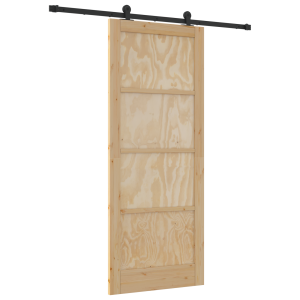 Puerta Corredera  con Juego de Herrajes 86x211 cm Madera Maciza de Pino H