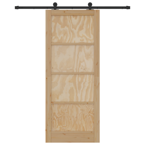 Puerta Corredera  con Juego de Herrajes 86x211 cm Madera Maciza de Pino M 4