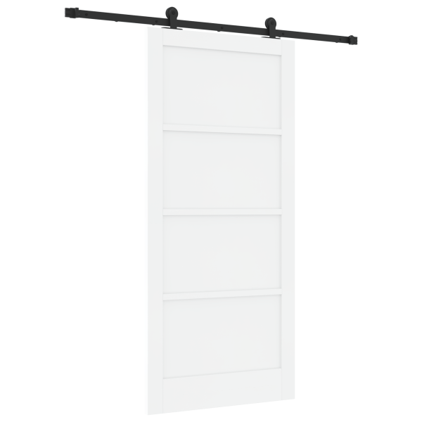Puerta Deslizante  con Juego de Accesorios Blanca 93x202 cm Madera Maciza de Pino M 2
