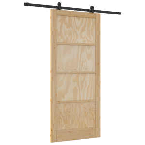 Puerta Corrediza  con Juego de Herrajes 93x211 cm Madera Maciza de Pino H