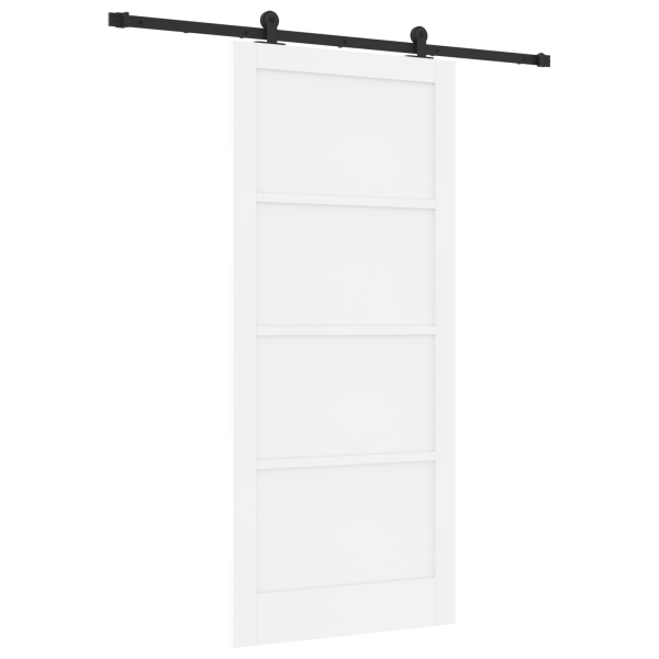 Puerta Corredera  con Juego de Herrajes Blanca 93x211 cm Madera Maciza de Pino M 2