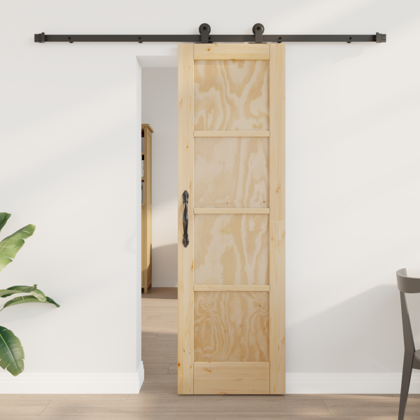 Puerta deslizante con juego de herrajes 61x198.5 cm Madera maciza de pino D