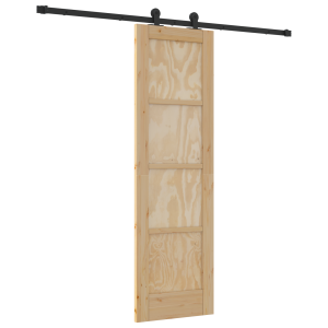 Puerta deslizante con juego de herrajes 61x198.5 cm Madera maciza de pino H